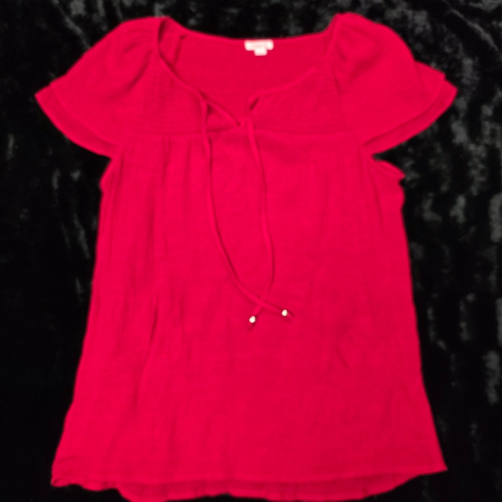 Westport Hot Pink Short Sleeve Tie-Front Blouse
